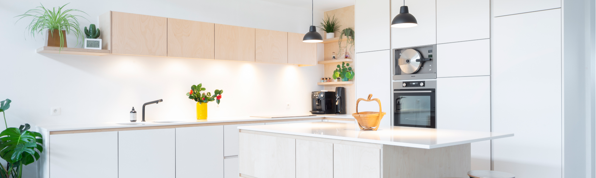 Piot keuken met witte Fenix en fineer deuren